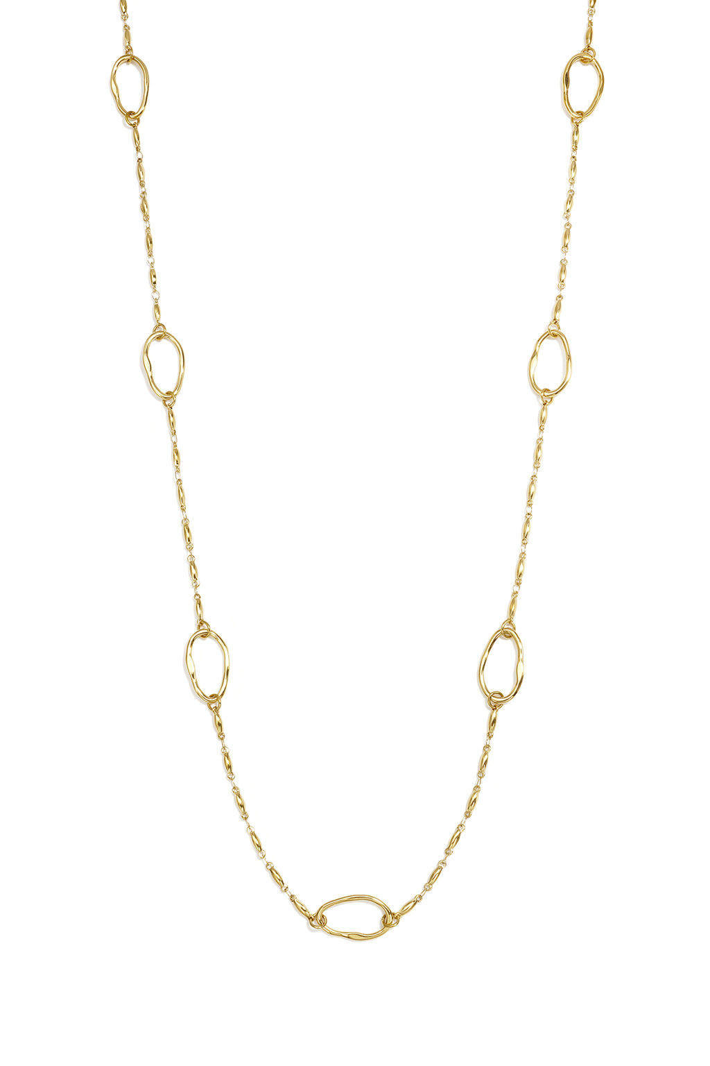 Cadena larga de acero inoxidable de forma ovalada, sencilla, de la serie "para el día a día", joyería para mujer