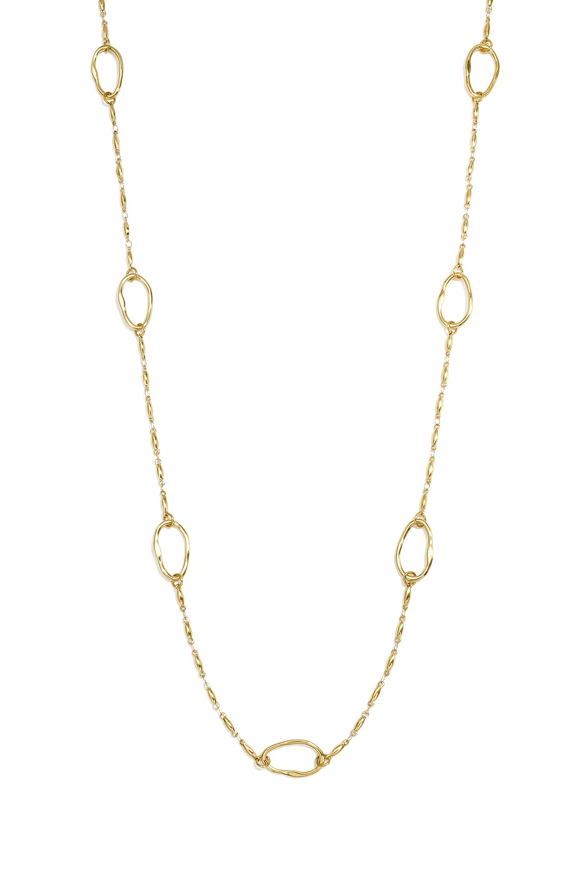 Cadena larga de acero inoxidable de forma ovalada, sencilla, de la serie "para el día a día", joyería para mujer