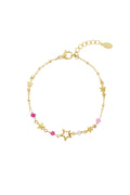 Stylish Stainless Steel Star Charm Bracelet - Pink & Green