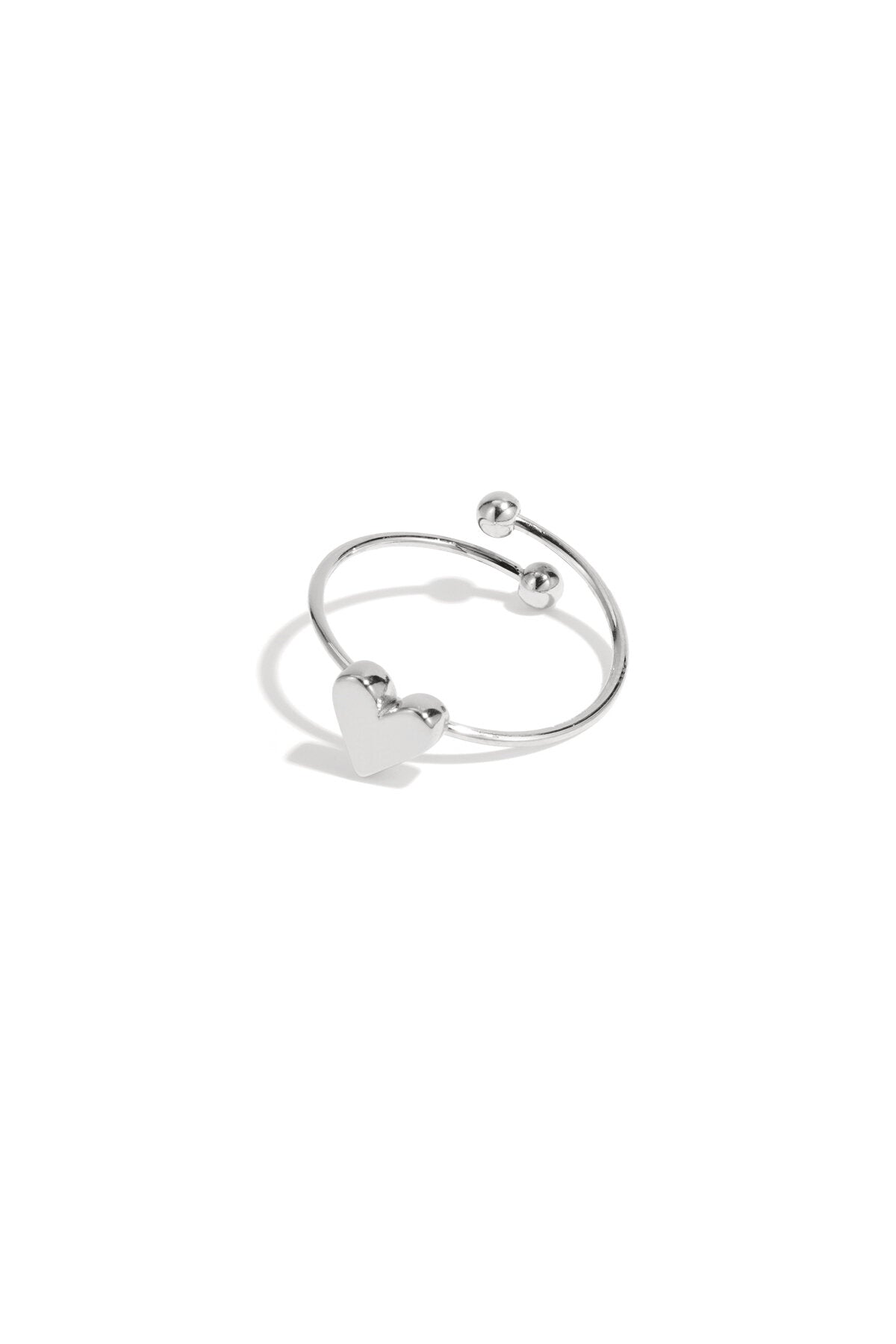 Elegant Adjustable Heart Ring - Silver & Gold