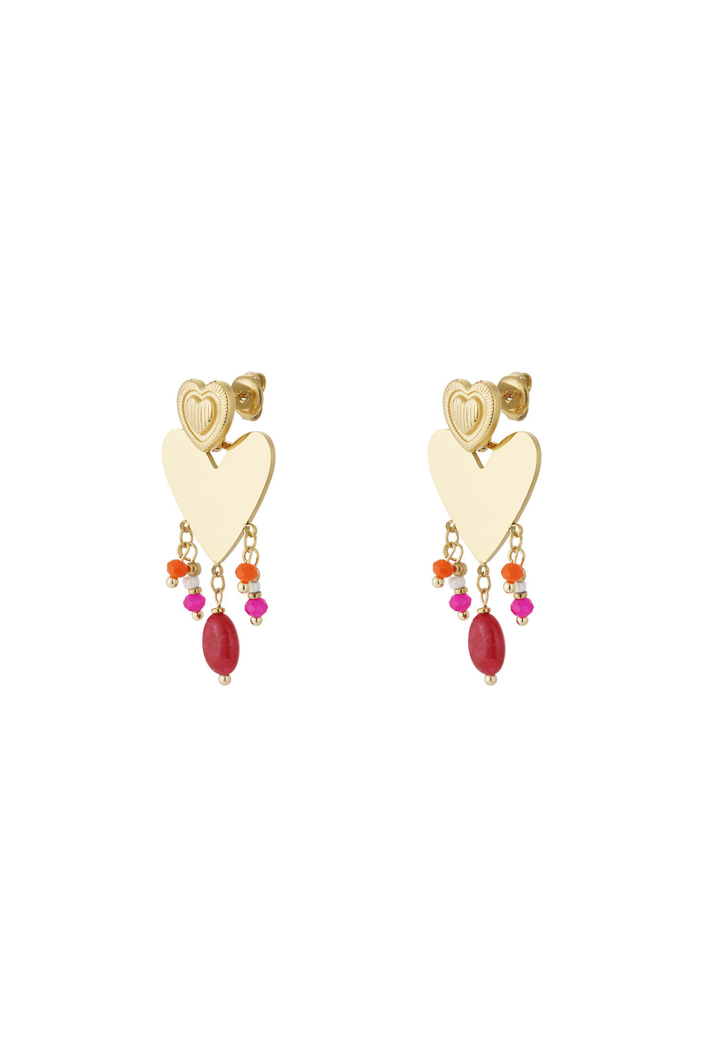Charming 14K Gold Plated Heart Drop Earrings