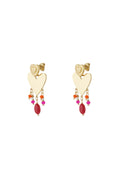 Charming 14K Gold Plated Heart Drop Earrings