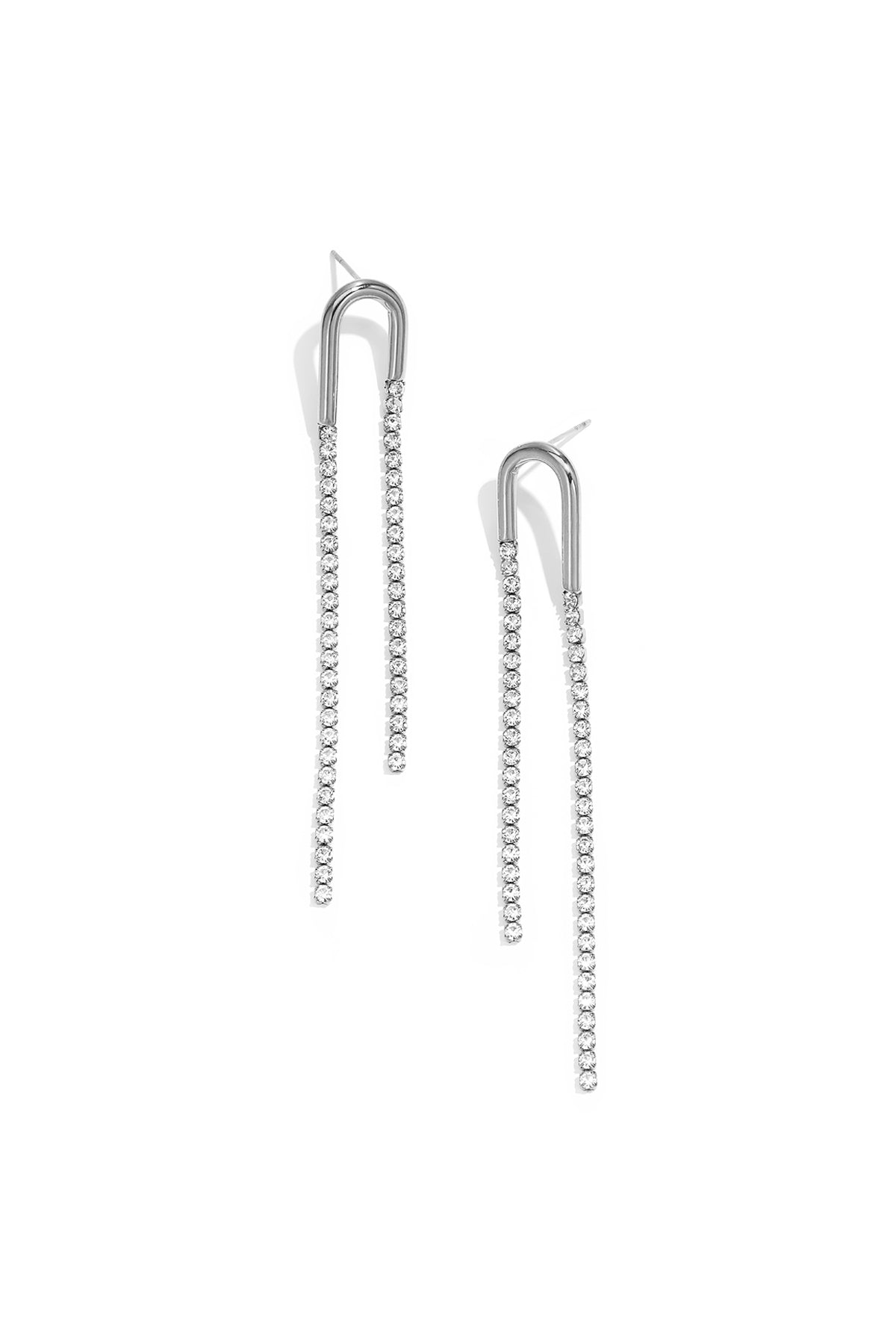 Pendientes colgantes de acero inoxidable con cadena, estilo sencillo para reuniones o fiestas. Colección Simple para mujer.