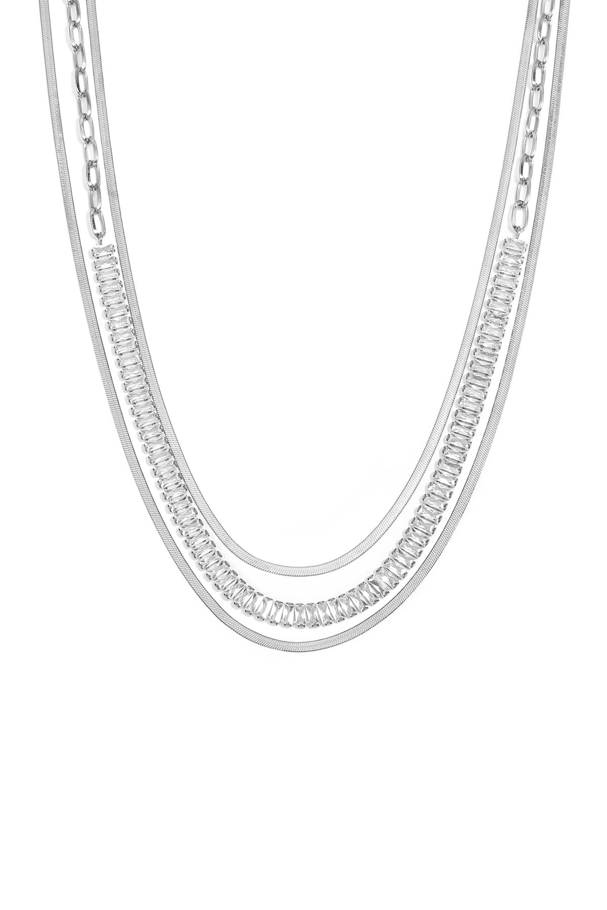 Collares de acero inoxidable en capas, cadena, estilo casual y sencillo para uso diario, joyería para mujer.