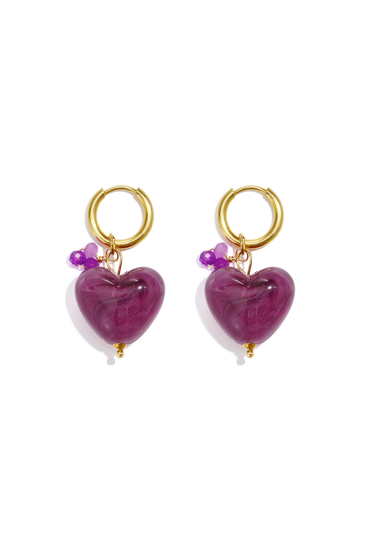 Pendientes de acero inoxidable con cuentas en forma de corazón, sencillos, de la serie Daily Simple. Joyería para mujer.