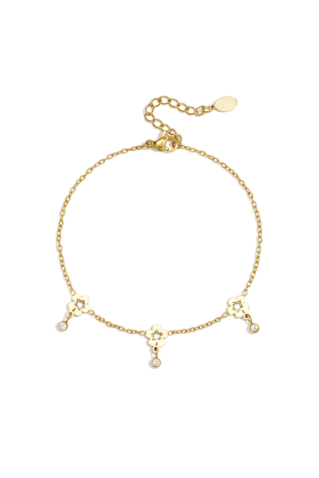 Pulseras de acero inoxidable con dijes de flores, serie Simple Daily Simple, joyería para mujer