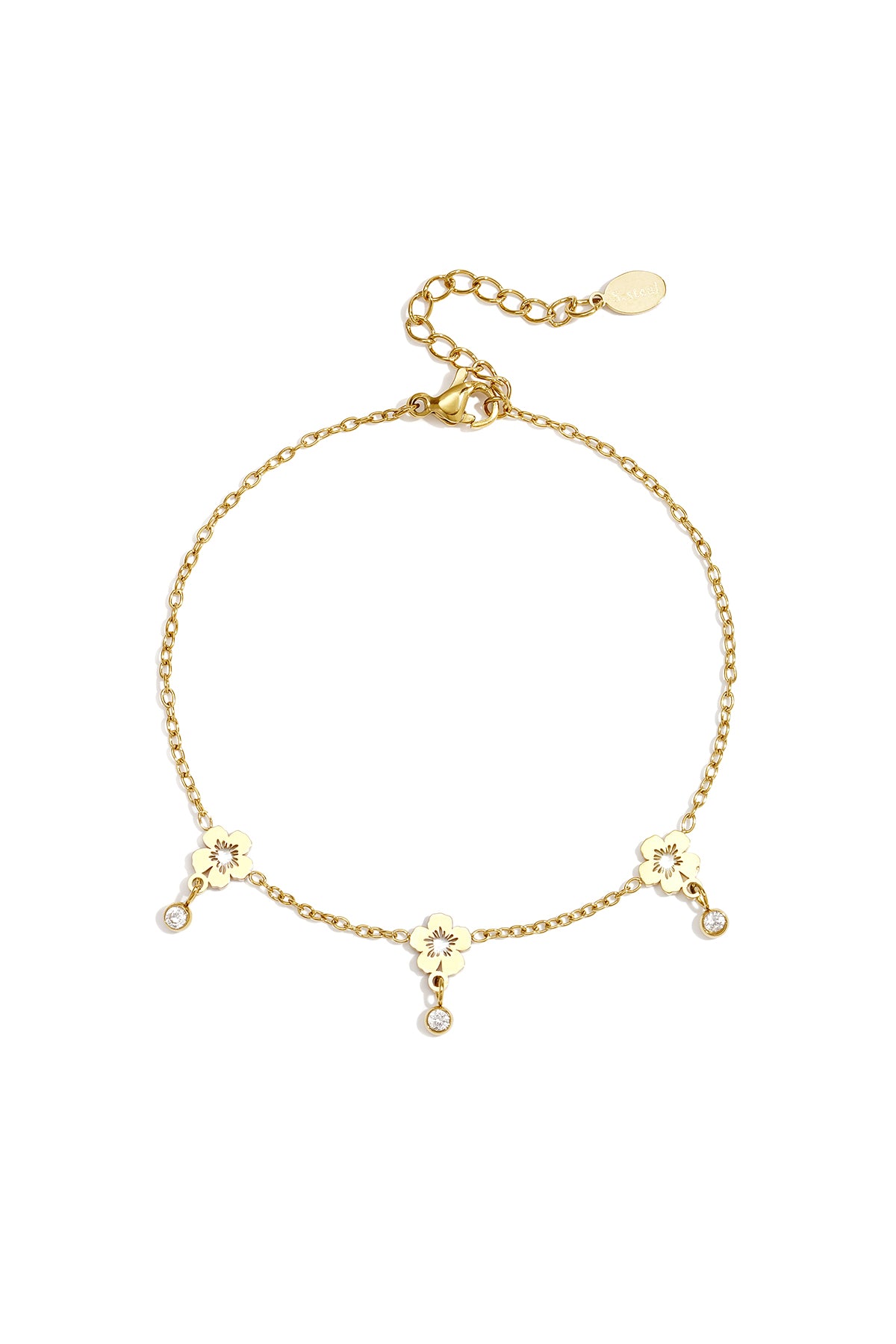 Pulseras de acero inoxidable con dijes de flores, serie Simple Daily Simple, joyería para mujer
