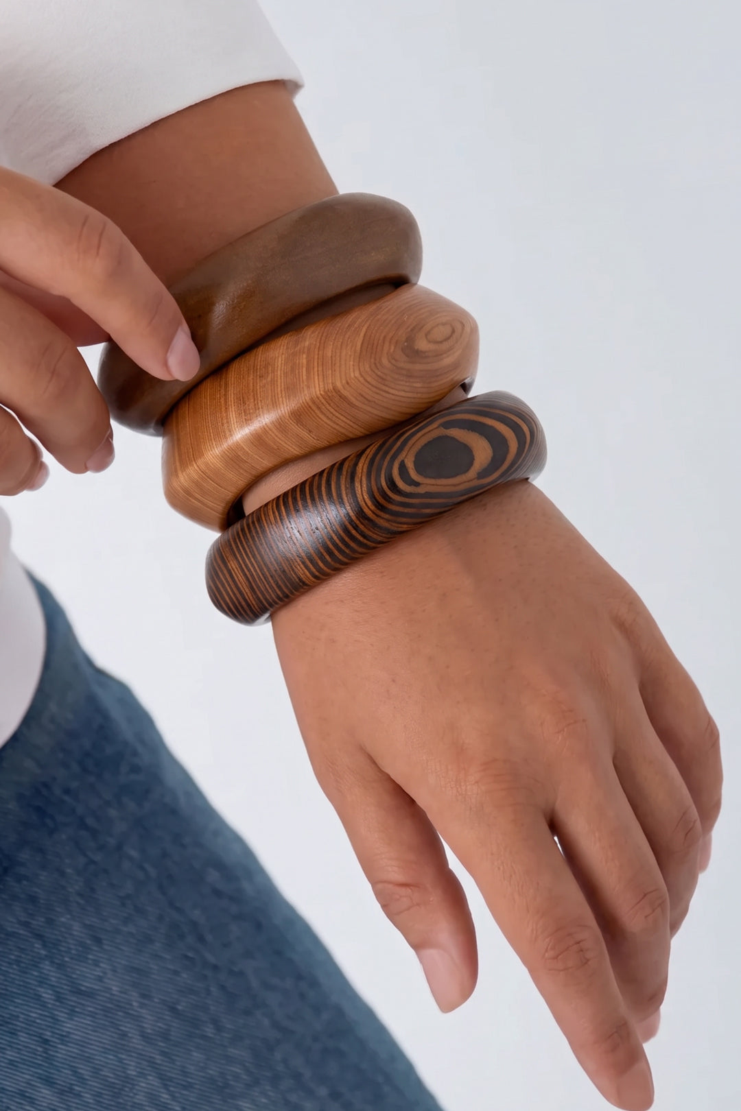 Pulseras de madera de forma irregular, sencillas, de la serie Simple Daily, joyería para mujer