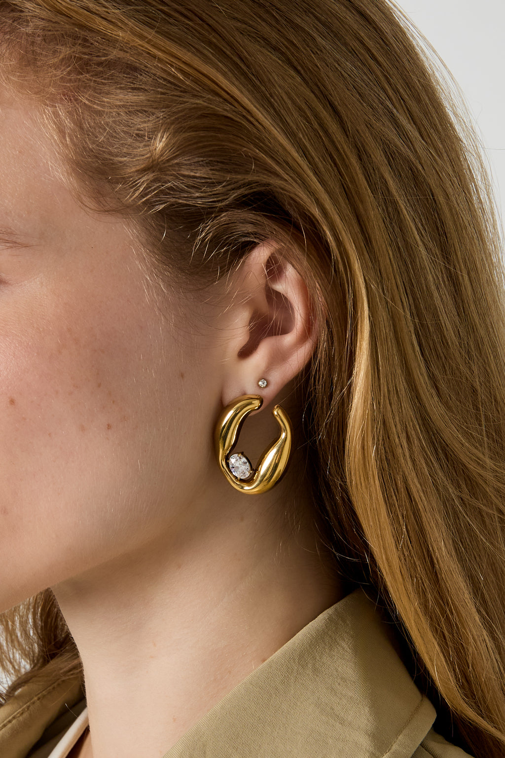 Pendientes de botón de acero inoxidable con forma irregular, sencillos, de la serie Daily Simple, joyería para mujer.