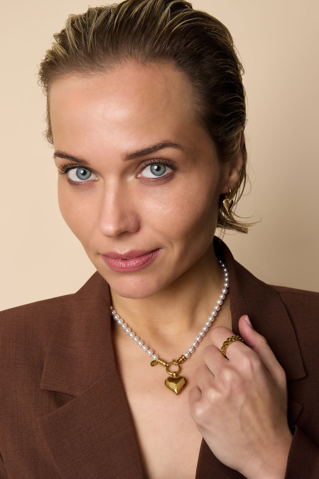 Collares de cuentas con forma de corazón, serie sencilla, informal, para uso diario, joyería para mujer.