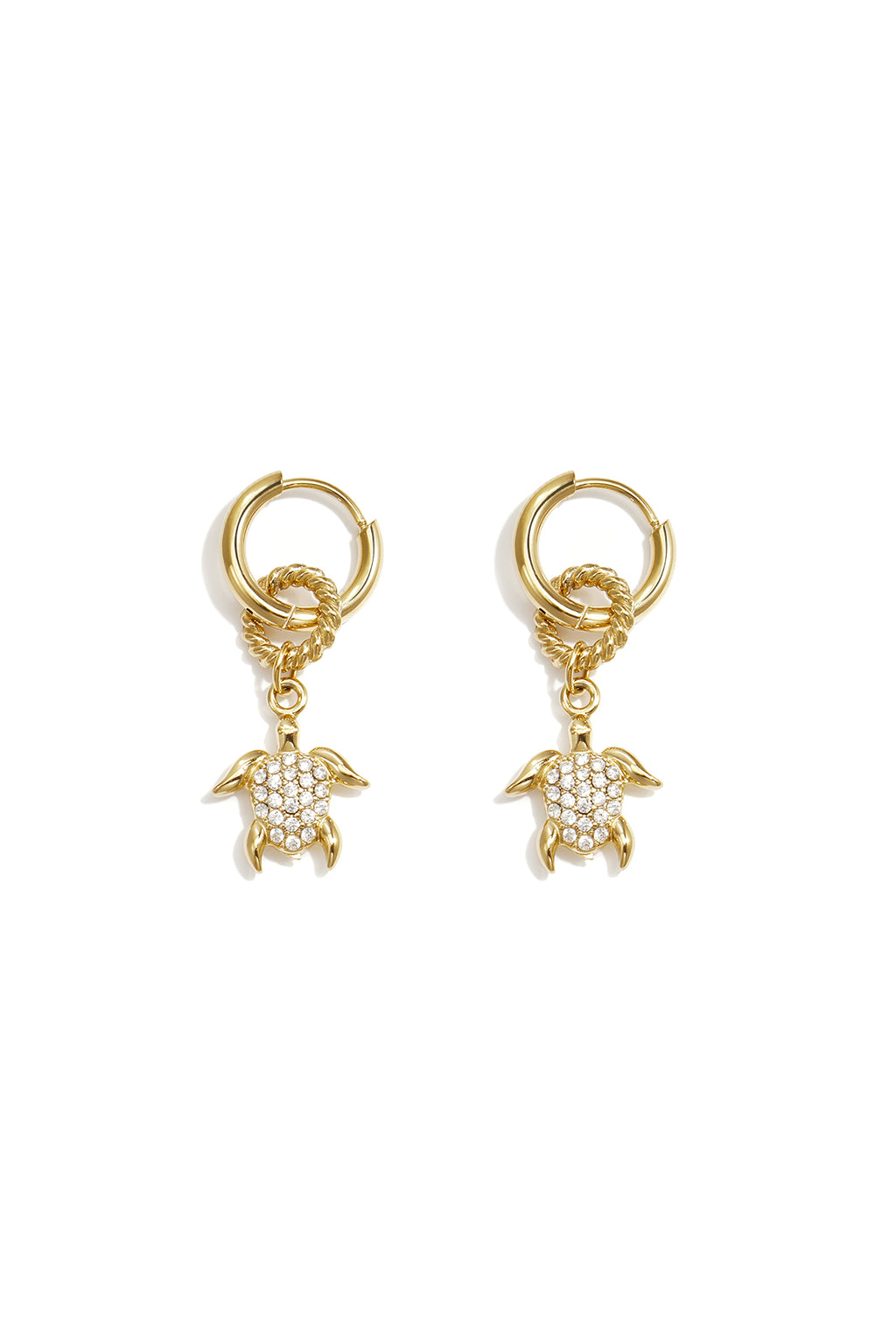 Pendientes con una tortuga colgante