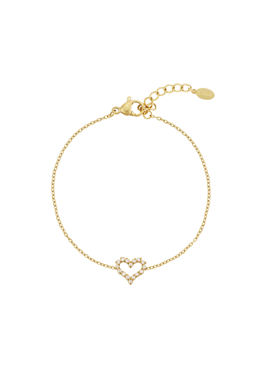 Elegant Heart Charm Bracelet in Silver & Gold
