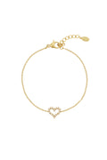 Elegant Heart Charm Bracelet in Silver & Gold