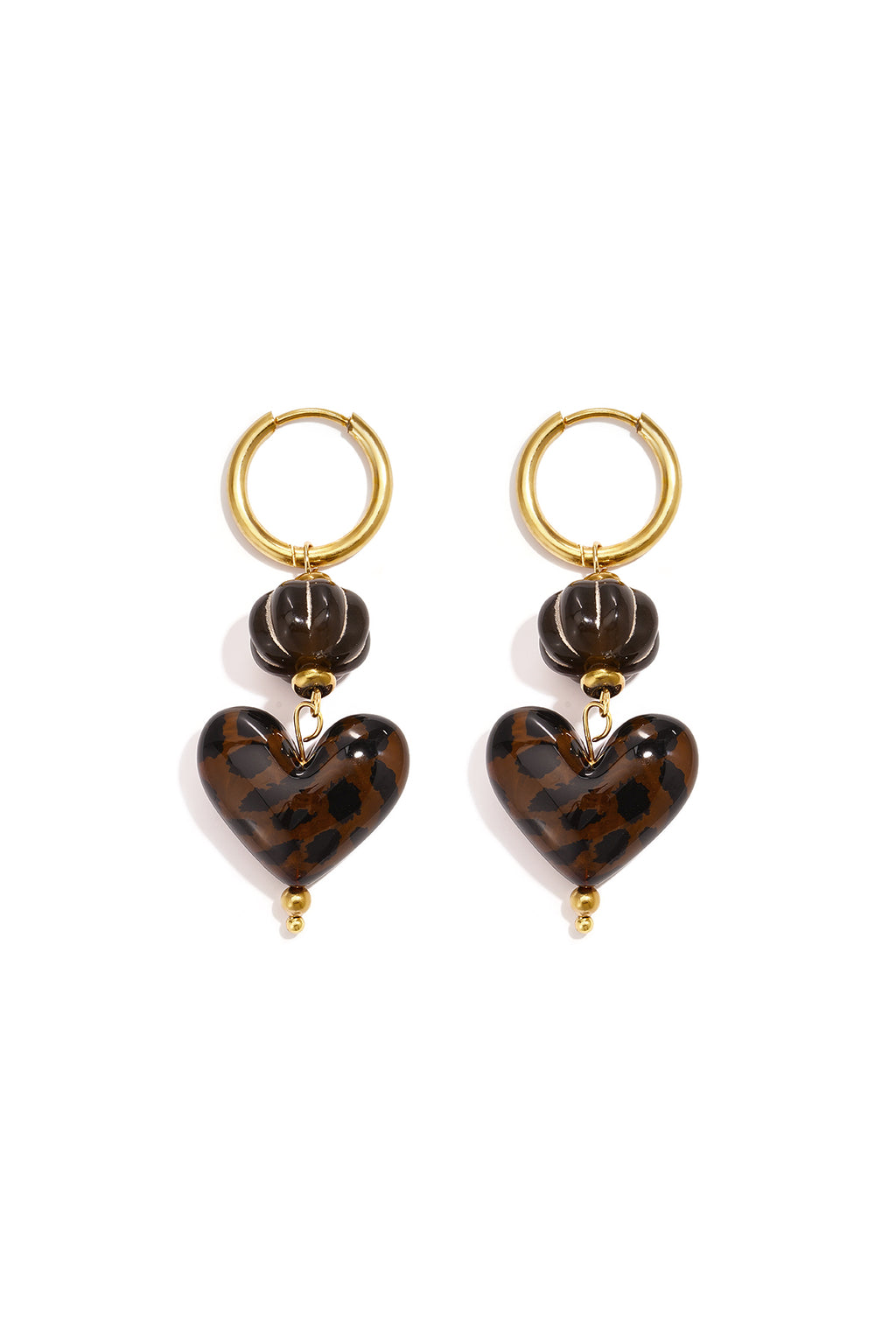 Pendientes de acero inoxidable con cuentas en forma de corazón, sencillos, de la serie Daily Simple. Joyería para mujer.