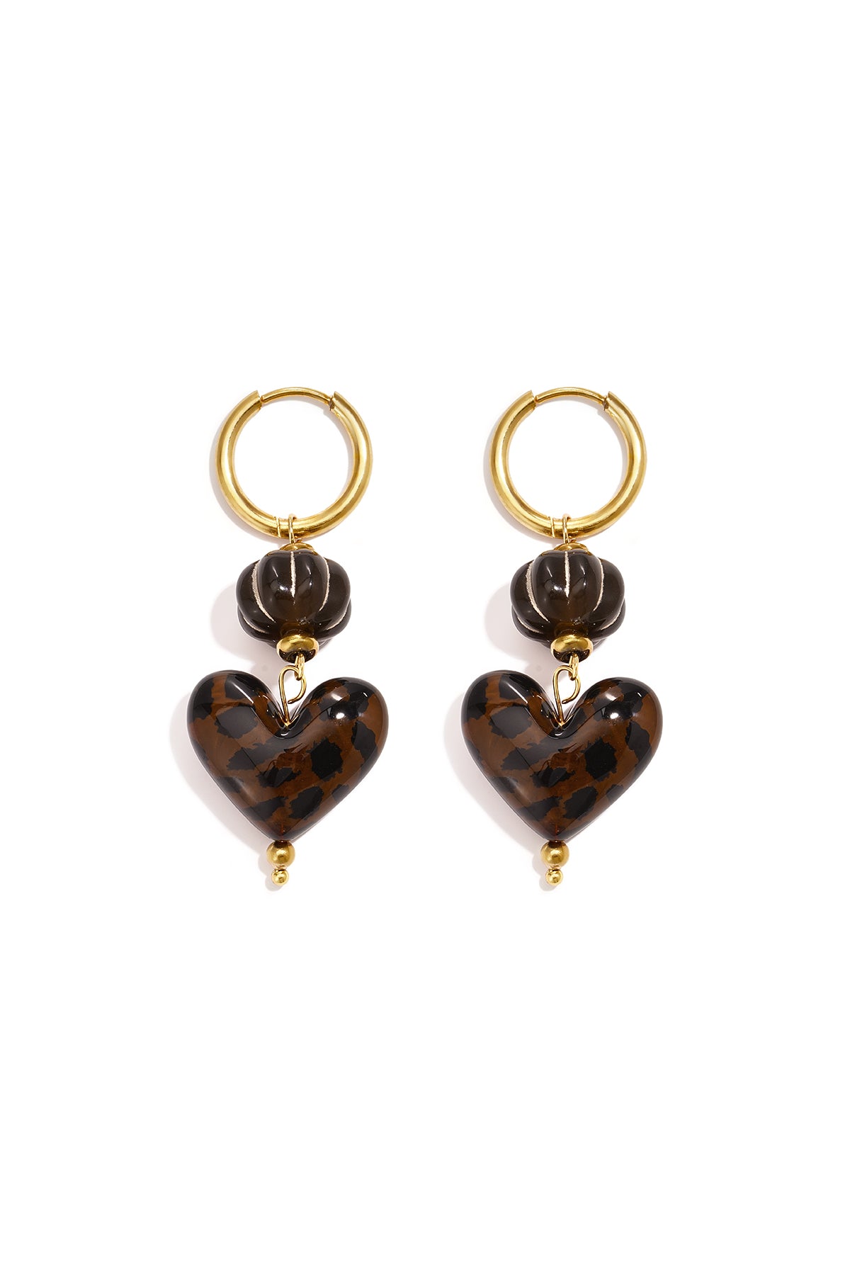 Pendientes de acero inoxidable con cuentas en forma de corazón, sencillos, de la serie Daily Simple. Joyería para mujer.