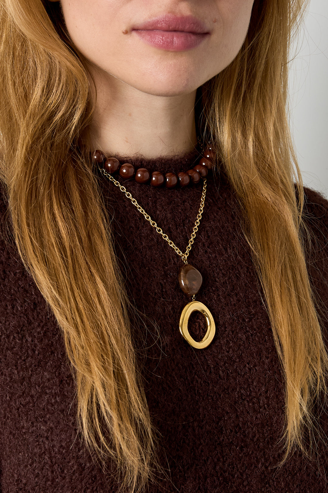Collares colgantes de acero inoxidable, estilo circular, de la serie Casual Daily Simple, joyería para mujer.