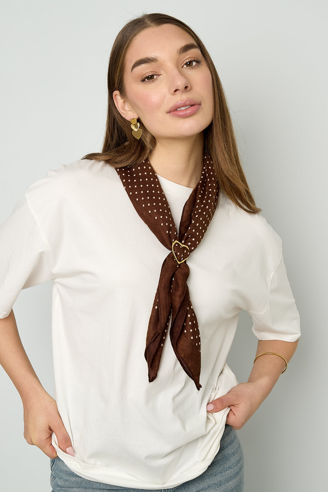 Elegant Gold Heart Silk Scarf Clip for All Occasions