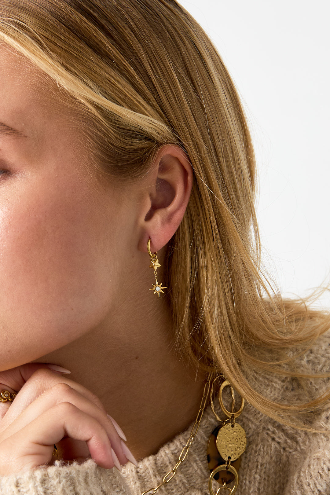 Pendientes colgantes de acero inoxidable Star Simple Daily Simple Series Joyería para mujer