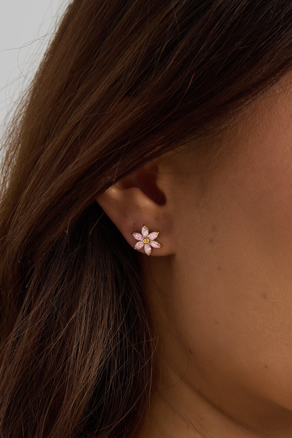 Elegant Pink Flower Stud Earrings for Women