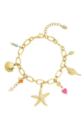 Elegant 14K Gold Plated Charm Bracelet for Summer