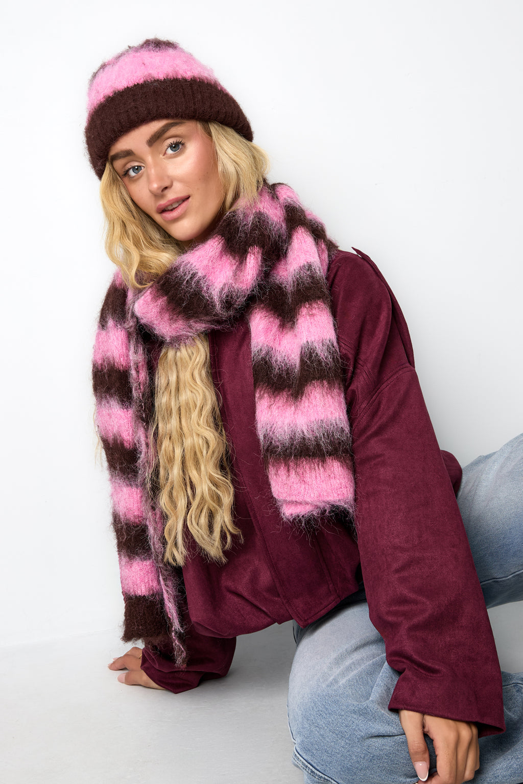 Bufandas de invierno a rayas, informales, de poliéster, accesorios para el día a día.