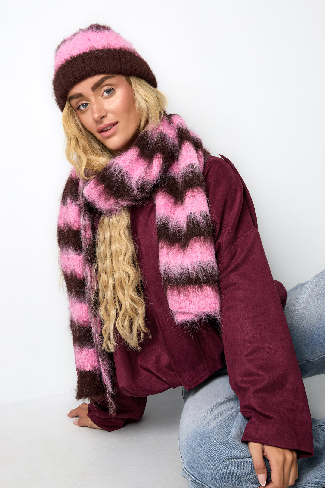 Bufandas de invierno a rayas, informales, de poliéster, accesorios para el día a día.