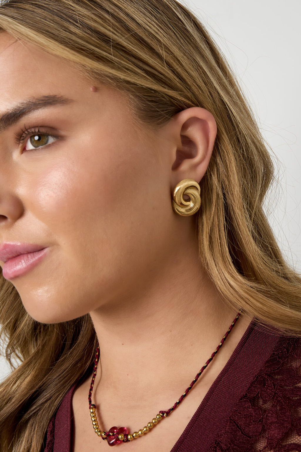 Elegant Irregular Shaped Stud Earrings, Silver & Gold