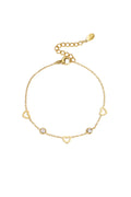 pulsera con dijes de corazón y diamantes