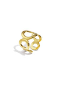 Elegant Adjustable Circle Statement Ring - Silver & Gold
