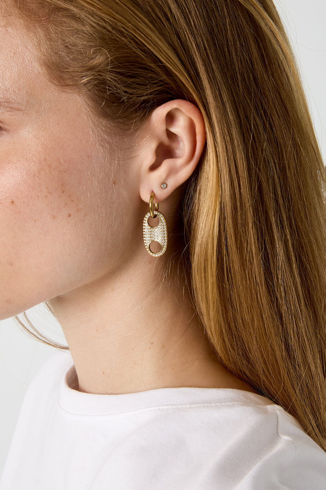 Pendientes colgantes de acero inoxidable con forma geométrica, sencillos para el día a día, de la serie Simple. Joyería para mujer.