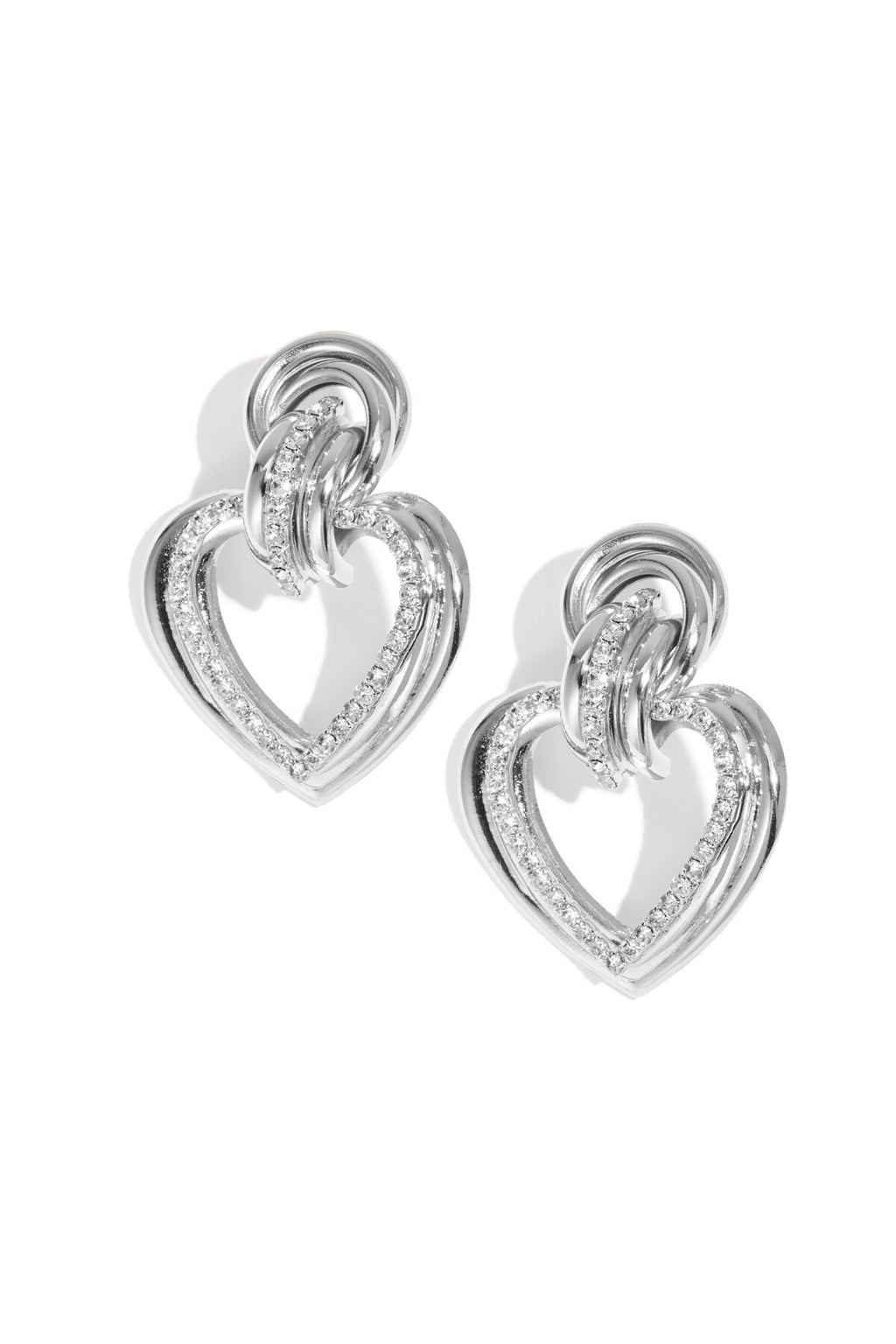 Elegant Heart Shaped Rhinestone Drop Earrings