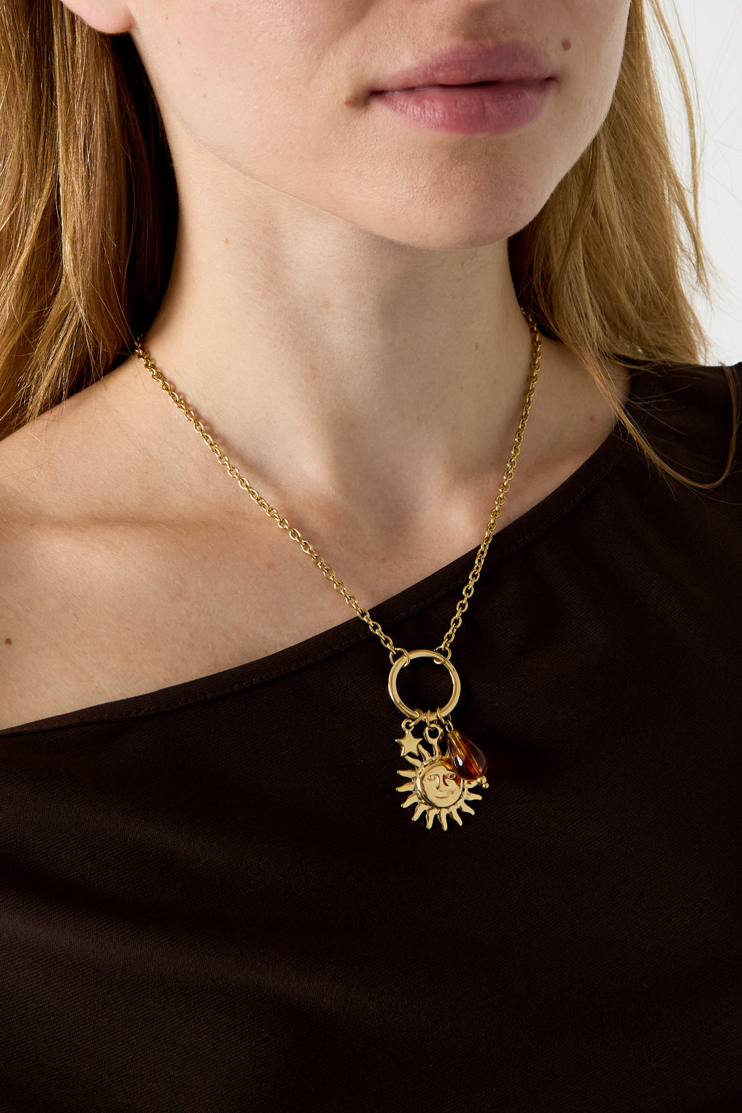 Collares con colgante de acero inoxidable Sun Simple Daily Simple Series Joyería para mujer