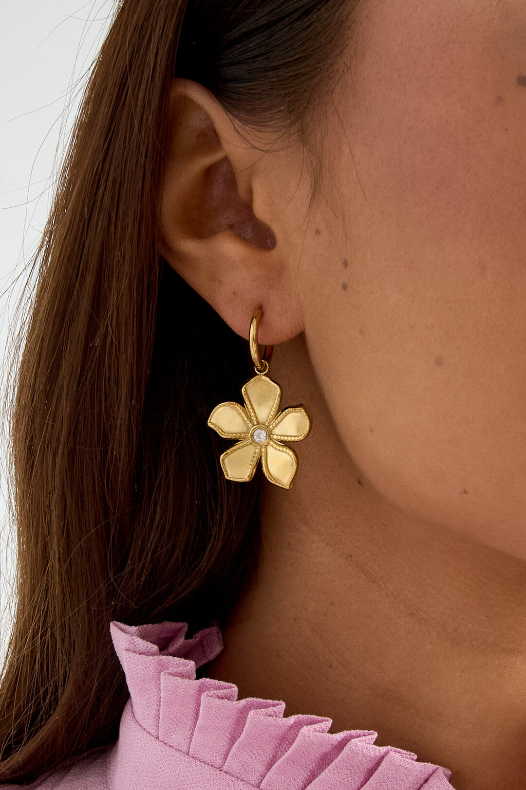 Pendientes colgantes de acero inoxidable con forma de flor, de la serie Daily Simple, joyería para mujer.
