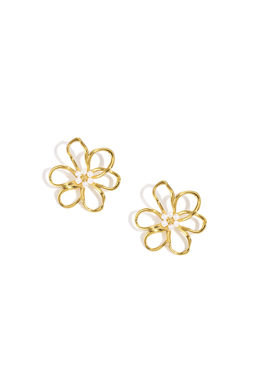 Lumé Gold Stainless Steel Flower Stud Earrings