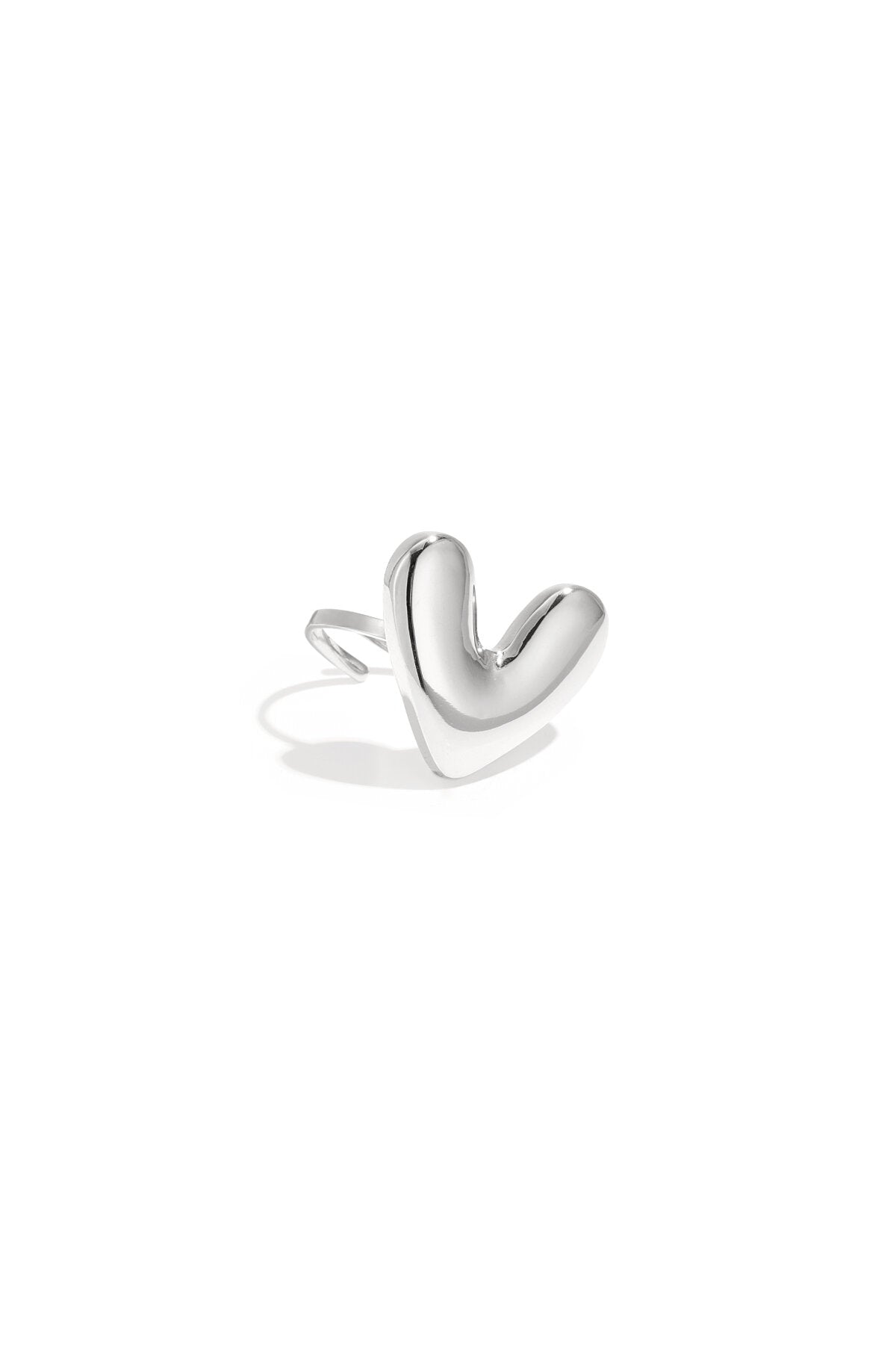 Elegant Adjustable Heart Statement Ring in Silver & Gold