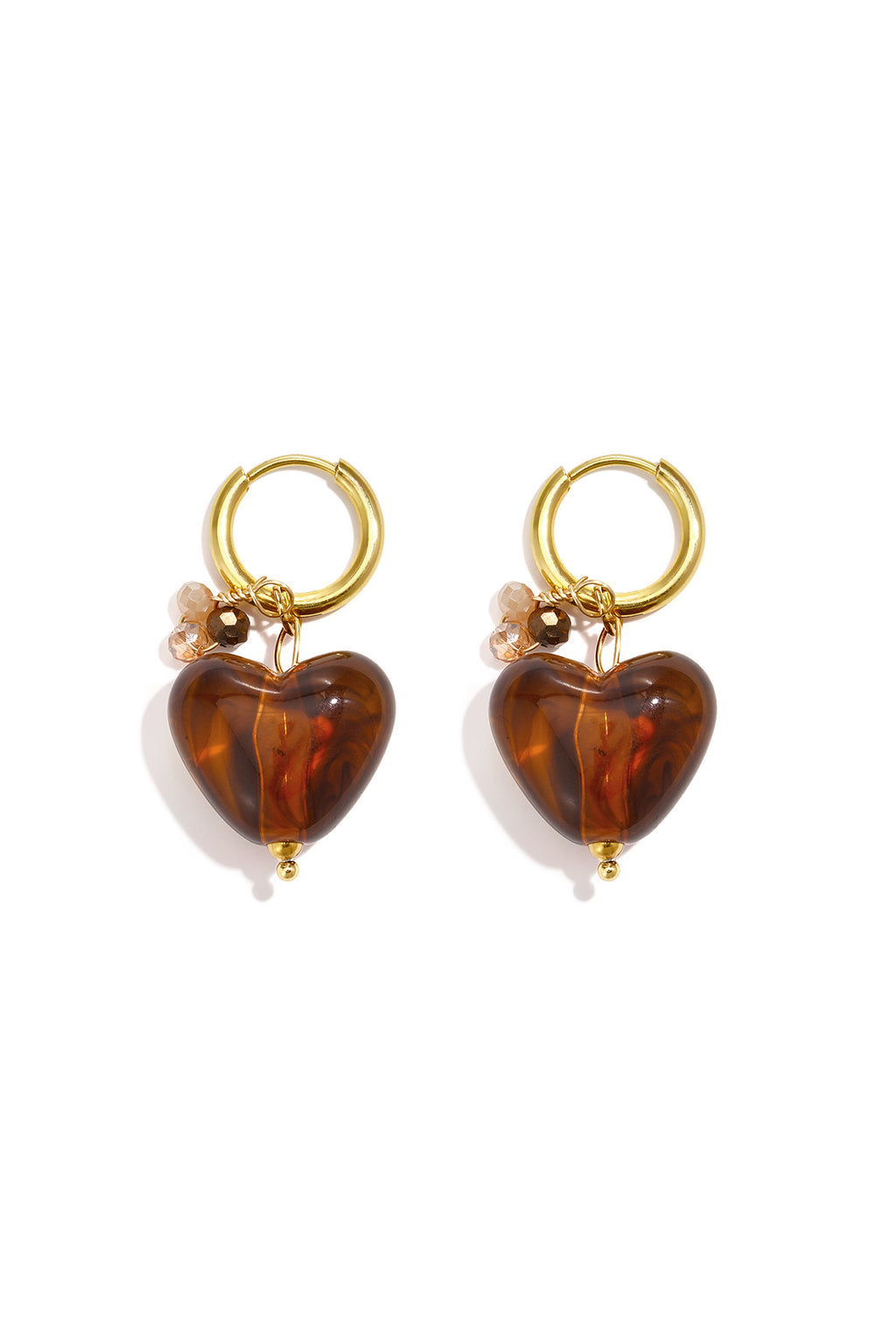 Pendientes de acero inoxidable con cuentas en forma de corazón, sencillos, de la serie Daily Simple. Joyería para mujer.