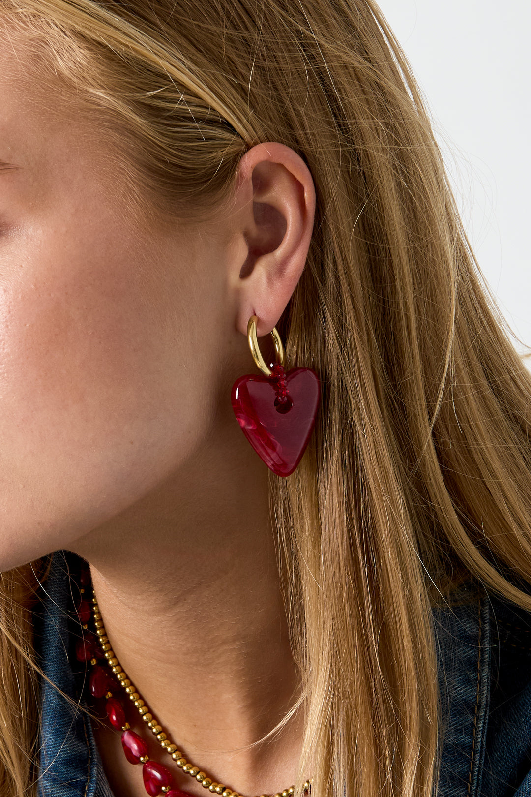 Pendientes colgantes de resina con forma de corazón, estilo casual y sencillo para el día a día. Joyería para mujer.