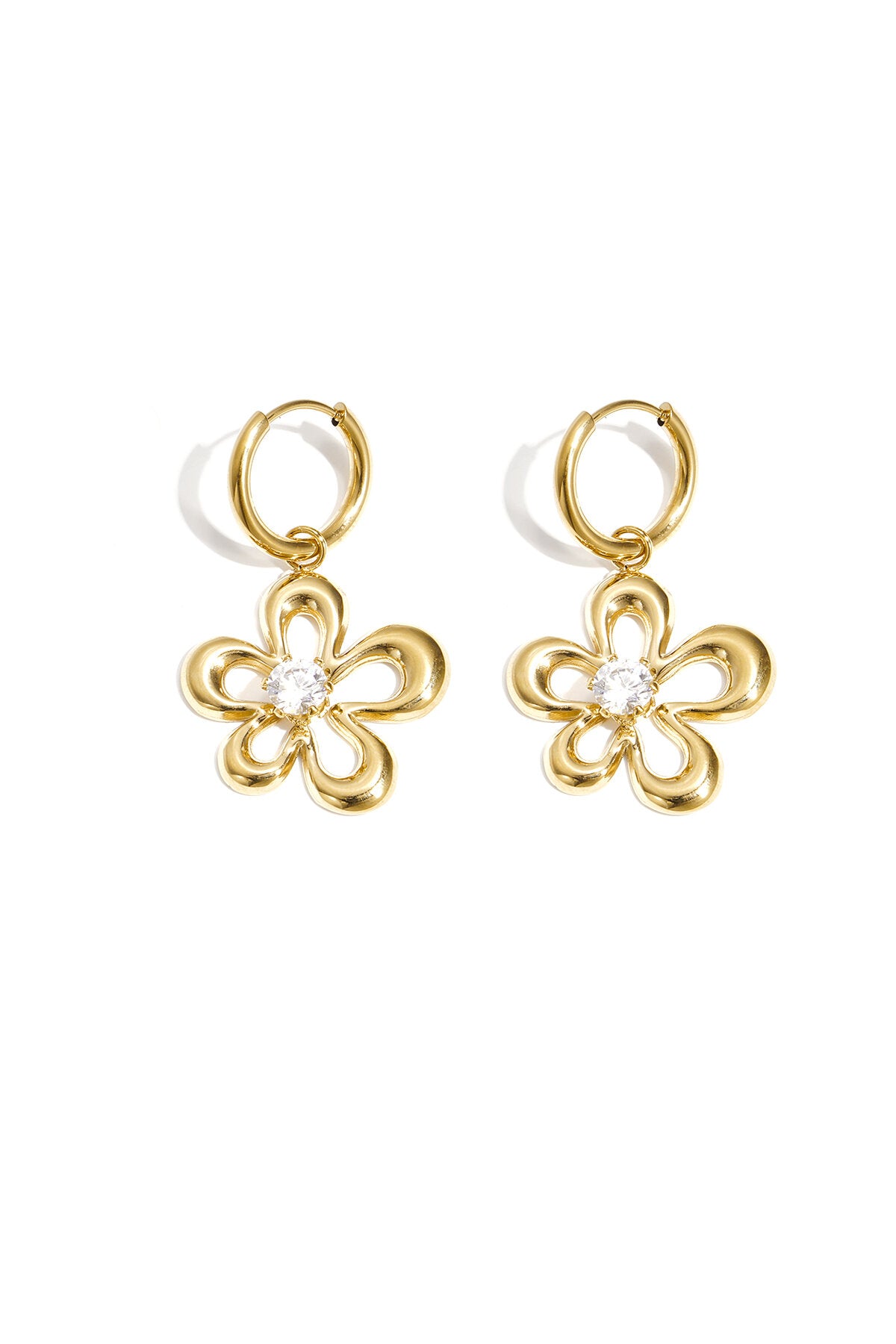 Elegant Gold Color Flower Drop Earrings for Women