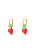 14K Gold Plated Red Glaze Drop Earrings for Women
