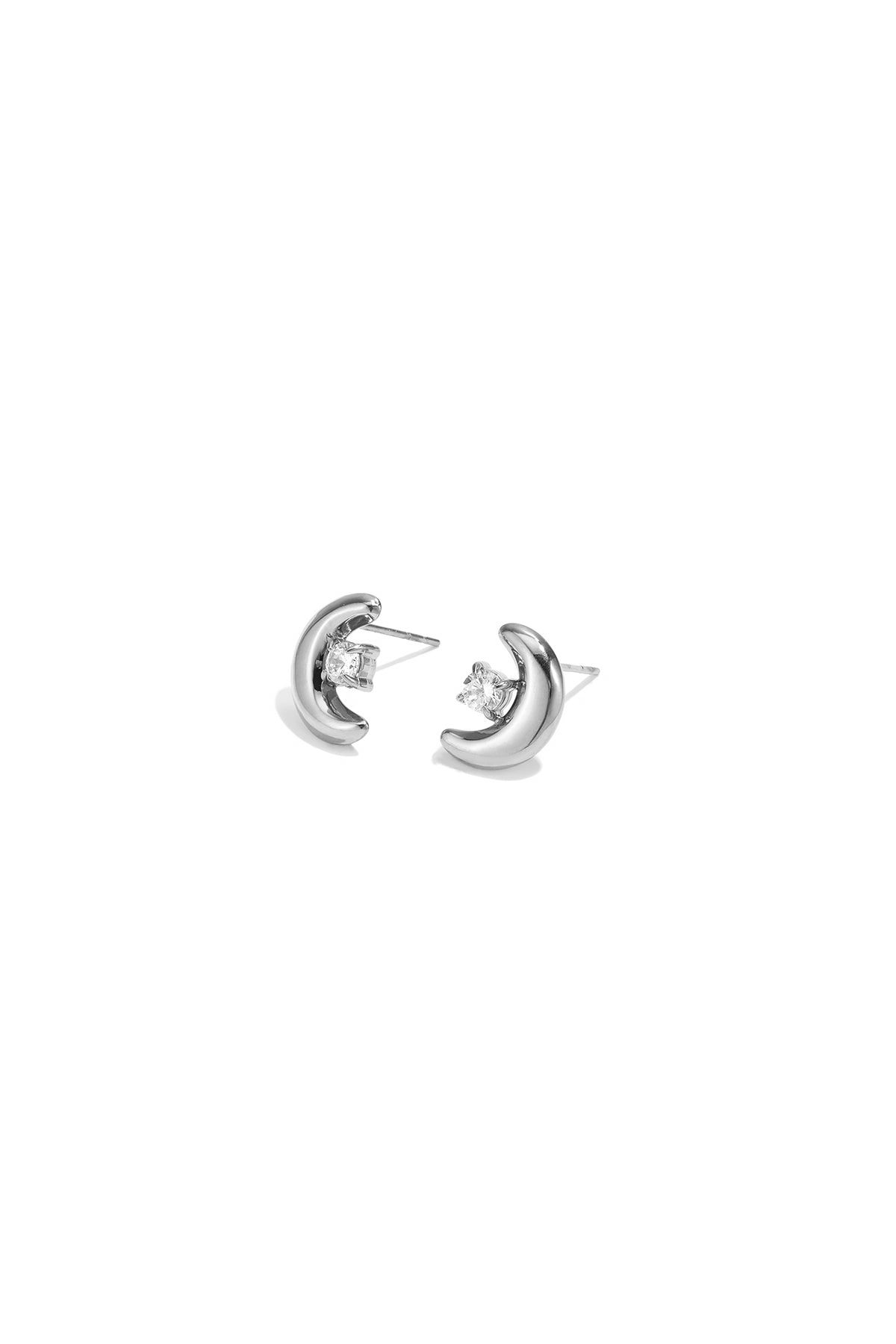 Pendientes de botón de acero inoxidable Moon Simple Daily Simple Series Joyería para mujer