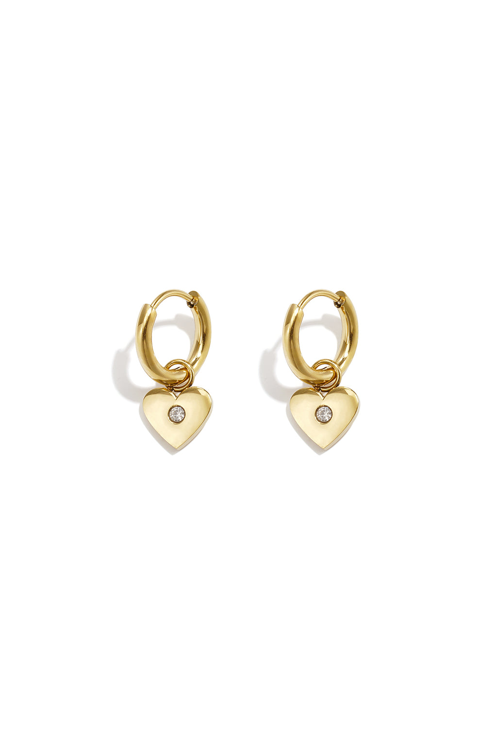 Pendientes colgantes de acero inoxidable chapados en oro de 14 quilates con forma de corazón, de la serie Simple Daily Simple, joyería para mujer.