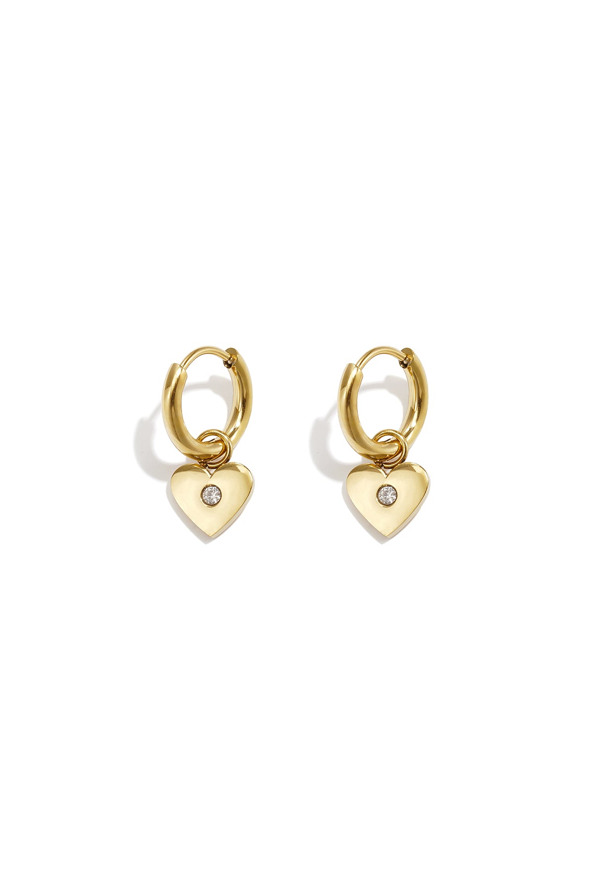 Pendientes colgantes de acero inoxidable chapados en oro de 14 quilates con forma de corazón, de la serie Simple Daily Simple, joyería para mujer.