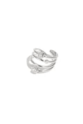 Stylish Adjustable Statement Ring in Silver & Gold