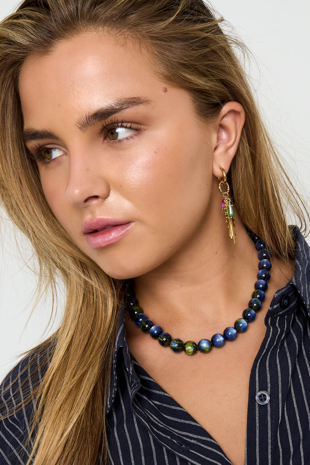 Chic Resin & Stainless Steel Beaded Necklace