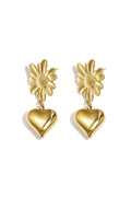 Elegant Stainless Steel Heart & Flower Drop Earrings