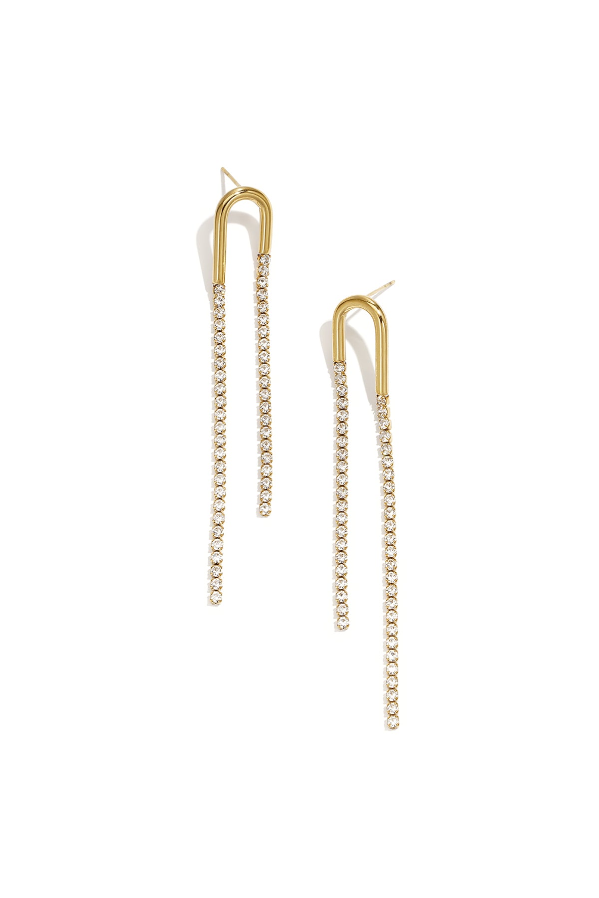Pendientes colgantes de acero inoxidable con cadena, estilo sencillo para reuniones o fiestas. Colección Simple para mujer.