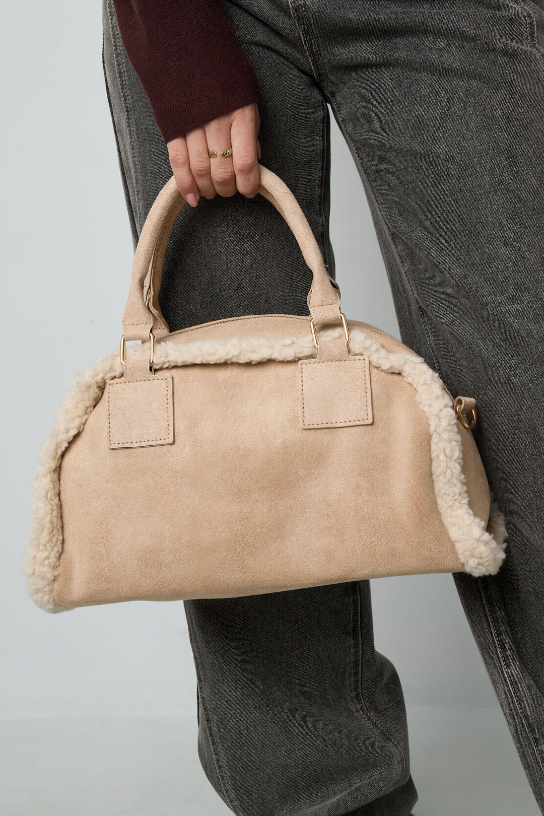 Chic Patchwork Cotton Shoulder Bag for Fall/Winter