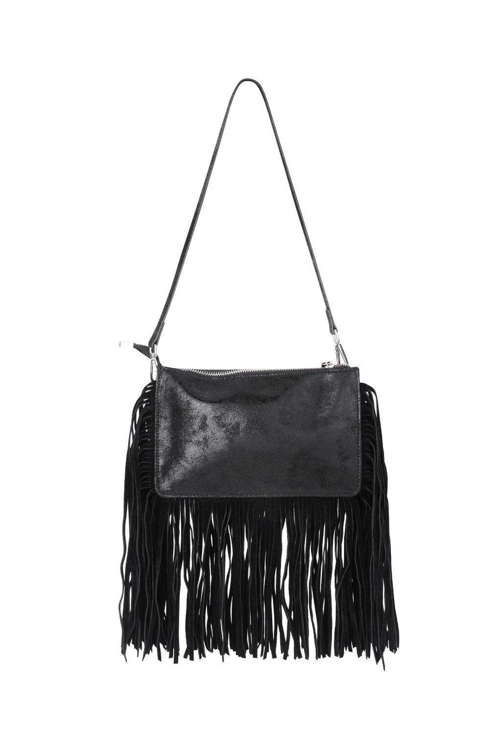 Stylish All-Fit Black Shoulder Bag with Tassel