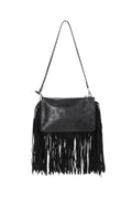 Stylish All-Fit Black Shoulder Bag with Tassel