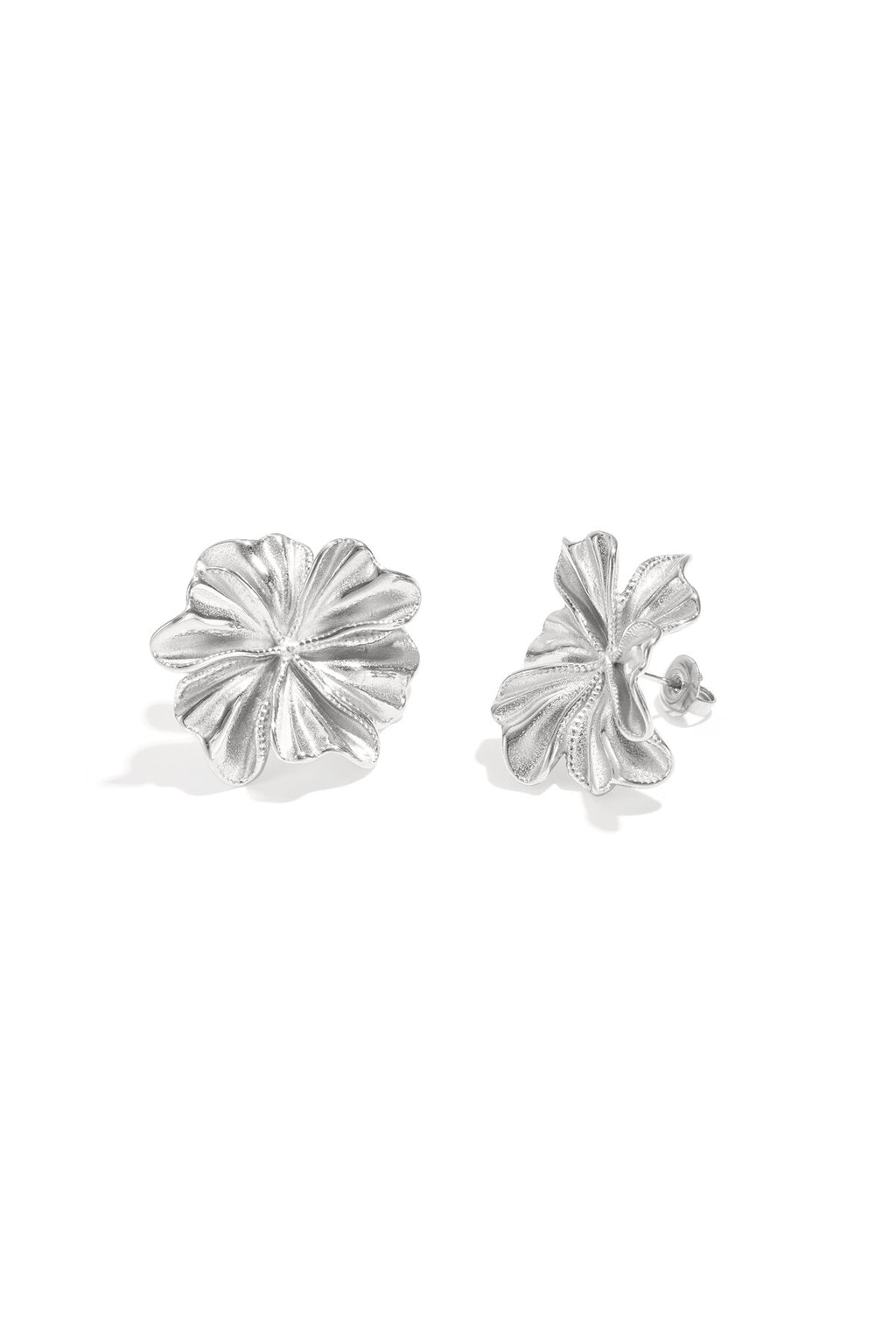 Elegant Stainless Steel Flower Stud Earrings